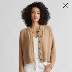 NWT Quince Cropped Cotton Cardigan Sweater in Camel Sz medium